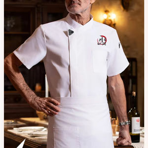 <span class=keywords><strong>Veste</strong></span> de chef en soie tricotée glacée à manches courtes, respirante et rafraîchissante, uniforme de cuisine pour boulanger, pâtissier, hôtel, accessoires de restauration - Product Image 1