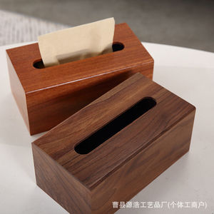 Caja de pañuelos de madera maciza de color natural, multifuncional, para uso en el hogar, sala de estar, dormitorio, mesa de centro - Product Image 3