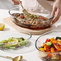 Nouveau Plat à Four en Verre Borosilicate de Haute Qualité, Forme Ovale, Résistant au Four, 0.8L/1.6L/2.4L, pour la Vente en Gros