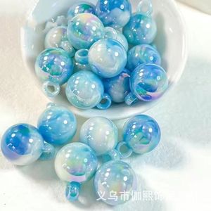 ลูกปัดกลมสีครีมสองสีเหลือบรุ้ง ขนาด 16 มม. พร้อมรูแขวนสำหรับทำเครื่องประดับ DIY อุปกรณ์เสริมทำจากพลาสติกเรซิ่น - Product Image 3
