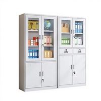 Armoire de classement en acier moderne et minimaliste avec tiroirs à porte vitrée pour le rangement de documents et d'archives