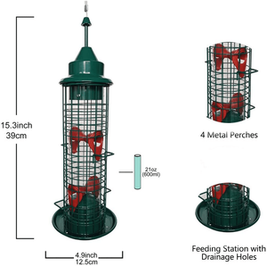 Ống Nhựa Treo Chống Sóc Màu Xanh Lá Cây Bán Chạy Nhất Máy Cho Chim Hoang Dã Có Lưới Dây Kim Loại - Product Image 5