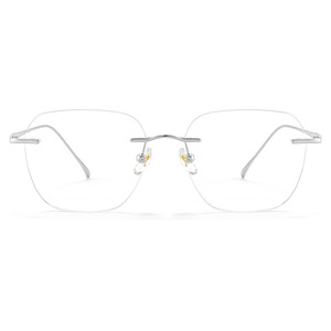 Lunettes sans monture ultralégères Mirror One en titane pur, ovales, anti-lumière bleue, verres plats, monture unisexe 99216 - Product Image 2