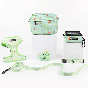 Custom Design Dog Harness Bag Collar And Leash Set Dog Walking Bag Dog Treat Dispenser Pet Products