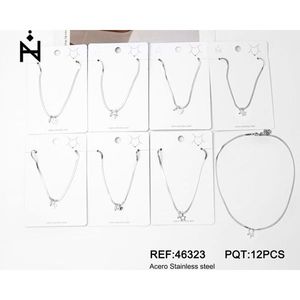 Collana in acciaio inossidabile con ciondolo a diamante, catena quadrata e rotonda, gioielli alla moda, set da 12 pezzi - Product Image 1