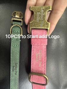 Weiches Hundehalsband aus echtem Leder in Braun und Rosa, Strapazierfähig, Verstellbar, Unbestückt, OEM mit Schnellverschluss-Metallschnalle - Product Image 2