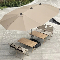 Grand parasol d'extérieur moderne imperméable en polyester avec base en acier pour cour, jardin, villa, toit-terrasse, penthouse, petite cour