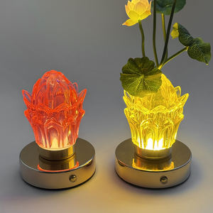 Vase lumineux en verre à la œillets, fleur artificielle, veilleuse, chambre à coucher, salon, lampe de table créative à LED, cadeau de fête des mères - Product Image 3