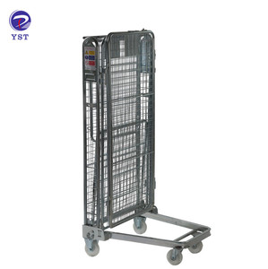 4 bên kho có thể gập lại Wire Mesh Xe đẩy với kệ - Product Image 4