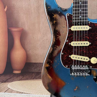 Gitar Elektrik Biru Vintage S-s-s Pickup Finishing Matte Headstock Baja Tahan Karat Senar Silk-wound ST-55