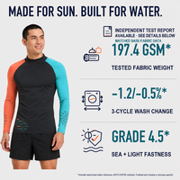Maillot de bain pour homme à manches longues, protection UV UPF 50, imprimé numérique, color block, en Spandex/Nylon, séchage rapide, fermeture frontale