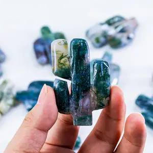 Wholesale Moss Agate Cactus Folk Crafts Natural Crystals Healing Stones For Wedding Favors