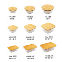 Boîte de conservation alimentaire en verre résistante à la chaleur, vente chaude, compatible micro-ondes, boîte à lunch bento, préparation des repas, boîte de rangement en verre, couvercle plat en bambou