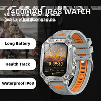 Nouvelle montre connectée sportive carrée avec écran IPS, batterie 1400 mAh, gel de silice, moniteur de fréquence cardiaque, suivi de la santé, fitness, lampe torche LED
