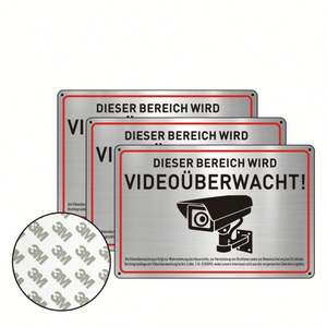 Panneau de surveillance rond en toile personnalisé en gros Panneau d'avertissement sérigraphie brossée Design minimaliste - Product Image 1