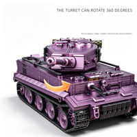 Modèle de char allemand Tiger de la Seconde Guerre mondiale, version Ghost Purple, blocs de construction DIY, jouet militaire en ABS, unisexe, pour les 14 ans et plus