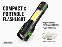 Lampe torche LED étanche 1000 lumens avec batterie 18650, corps en alliage d'aluminium, pour camping, patrouille et sécurité extérieure d'urgence
