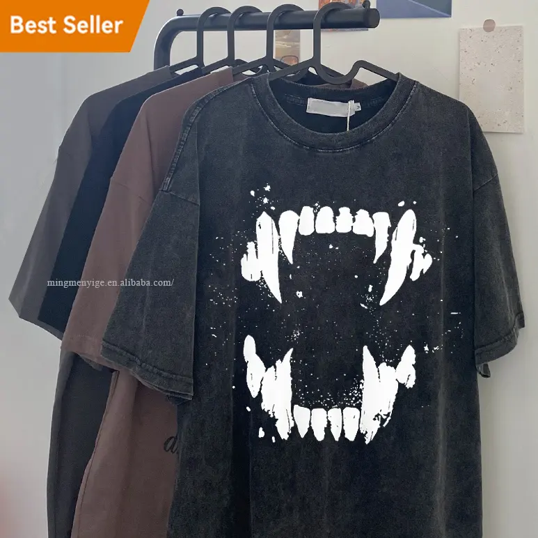 high quality custom men clothing manufacturer faded graphic vintage washed t shirt printed wash t-shirt for men oversized tshirt