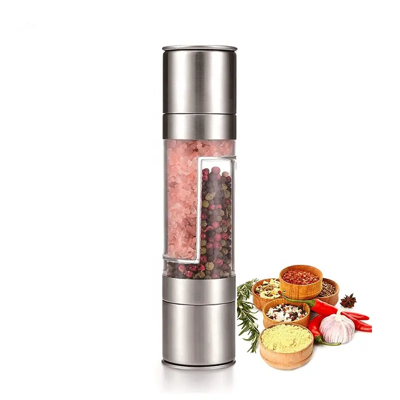 Stocked Hot Salt 2 In 1 Salt and Pepper Grinder Mill With Adjustable Coarseness