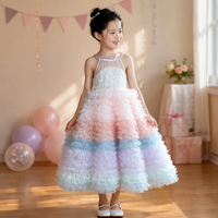 Robe de princesse en mousseline dégradée pour fille, avec bretelles, robe de fête d'anniversaire, robe mi-longue pour enfants