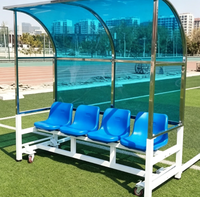 Banc d'entraînement mobile pour équipe de football avec toit en polycarbonate pour terrain de sport