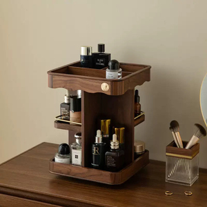 Multiuso robusto trucco in legno organizer con cassetti scatola di immagazzinaggio cosmetico per rossetti gioielli e cura della pelle - Product Image 1