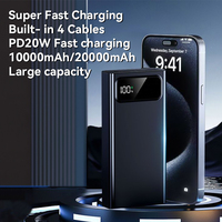 Charge rapide, Power Bank 20000 mAh, Power Bank d'extérieur, chargeur portable LED, Power Bank haute capacité, 4 câbles intégrés, LOGO
