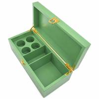 Boîte de luxe personnalisée haut de gamme pour 4 capsules de café Nespresso, emballage en bois laqué vert mat, artisanat pour hôtels