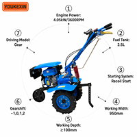 Mini Cultivadora Diésel de Accionamiento Directo a Precio de Fábrica, 800-1050 mm de Ancho, Transmisión de Engranajes Completos, Alto Torque, para Agricultura
