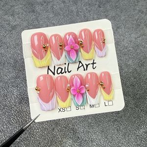 <span class=keywords><strong>Uñas</strong></span> postizas TSZS de <span class=keywords><strong>verano</strong></span> con flores 3D hechas a mano, decoración de <span class=keywords><strong>uñas</strong></span> con conchas marinas, reutilizables, <span class=keywords><strong>largas</strong></span> y cuadradas. - Product Image 5