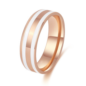 Cincin Kaca Pasangan Minimalis Chic Gaya Lebar Eropa Amerika Berlapis Emas Rose 18K dengan Model Teks Alfanumerik - Product Image 5