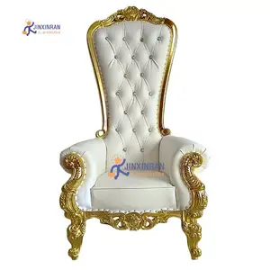 New Style royal luxury gold wedding chair king and queen throne chairs for groom and bride