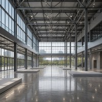 Salle d'exposition et salle de présentation en structure acier moderne pour la présentation de produits industriels et les événements