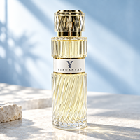 100ml Transparente und Farbige Glas-Parfümflasche mit Feinem Sprühnebel-Zerstäuber Facettierte Form Goldgeprägtes Design Geschenkbox-Set
