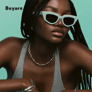 Boyarn Oem Odm Designer Fashion Shades Women Small Cat Eye Thicken Frames Custom Sunglasses Sun Glasses Factory Wholesale