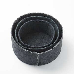 Boîte de rangement pliable carrée en feutre de haute qualité avec poignée en cuir et éléments en cuir véritable, style américain - Product Image 3