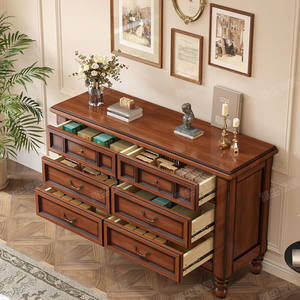 Armoire de rangement <span class=keywords><strong>vintage</strong></span> en bois massif de style américain à six tiroirs pour chambre à coucher et salon pour enfants - Product Image 3