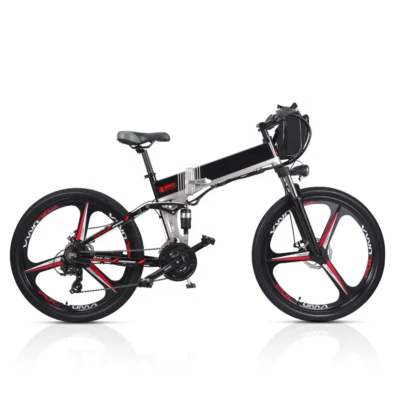 Sepeda Listrik Jarak Jauh 120Km, Sepeda Lipat dengan Baterai Lithium 48V 10,4ah Ganda