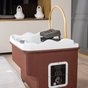Sillón <span class=keywords><strong>de</strong></span> Lavado Profesional Moderno y Portátil con Lavabo <span class=keywords><strong>de</strong></span> Cascada para Terapia, Ajustable, <span class=keywords><strong>de</strong></span> Cuero, para Salón, Gimnasio, Hotel, Baño - Product Image 4