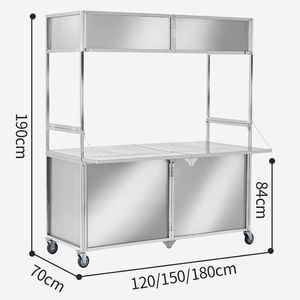Carrito de Comida <span class=keywords><strong>Plegable</strong></span>, Ahorra Espacio, Comercial, Apilable, de Acero Inoxidable para Comida Rápida, Nuevo - Product Image 3