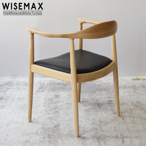 WISEMAX FURNITURE Silla de comedor de madera de fresno de estilo nórdico simple Presidente buey cuerno codo <span class=keywords><strong>Kennedy</strong></span> reposabrazos silla para cafetería Cafetería - Product Image 3