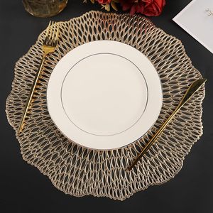Tovagliette rotonde Set <span class=keywords><strong>di</strong></span> 6 tappetini da tavolo scavati lavabili lavabili in vinile tovagliette per decorazioni da cucina per feste nuziali - Product Image 1