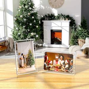 3 packs de cadres photo magnétiques transparents en acrylique Lucite A4 cubes cadeaux flottants transparents <span class=keywords><strong>pour</strong></span> la maison, le bureau et l'affichage. - Product Image 4