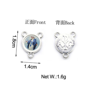 Perle de chapelet ronde en alliage, 1,8x1,4 cm, trois trous pour la fabrication de colliers - Product Image 1