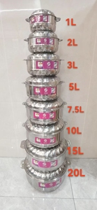 Fabrika sıcak satış 8 adet 1L + 2L + 3L + 5L + <span class=keywords><strong>7.5L</strong></span> + 10L + 15L + 20L gıda depolama ve konteyner paslanmaz çelik taze kutu tencere gıda ısıtıcısı Set - Product Image 2