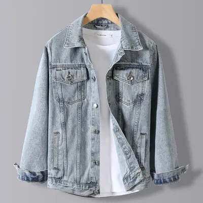 wholesale Denim Jackets Suppliers 2021 Fashion Brand Mens Denim Jacket European and American Nostalgic Jean Jacket