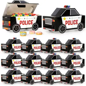 12Pcs Cute Patrol Car Police Party Favor Boxes Cop Theme Birthday Party Favors Paper Boxes Police Paper Candy Treat Box