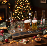 Ensemble de dégustation de bières - Quatre verres à pilsner de 6 oz et plateau de service en bois brun foncé