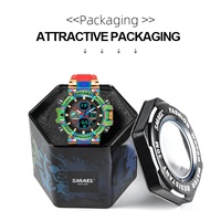 Montres de sport SMAEL pour hommes, étanches 50 m, résistantes à l'eau 3-5 ATM, chronomètre, date automatique, alarme, rétroéclairage LED, montre à quartz 8027