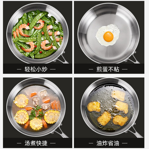 Wok en acier inoxydable Clang 316 à fond plat, poêle multifonctionnelle pour cuisinières à induction et à gaz - Product Image 5